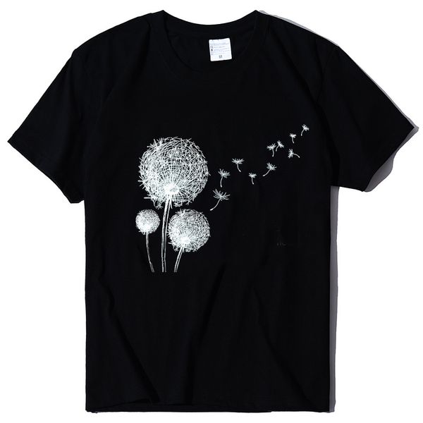 

dandelion new print summer men's women's large short sve t-shirt, White