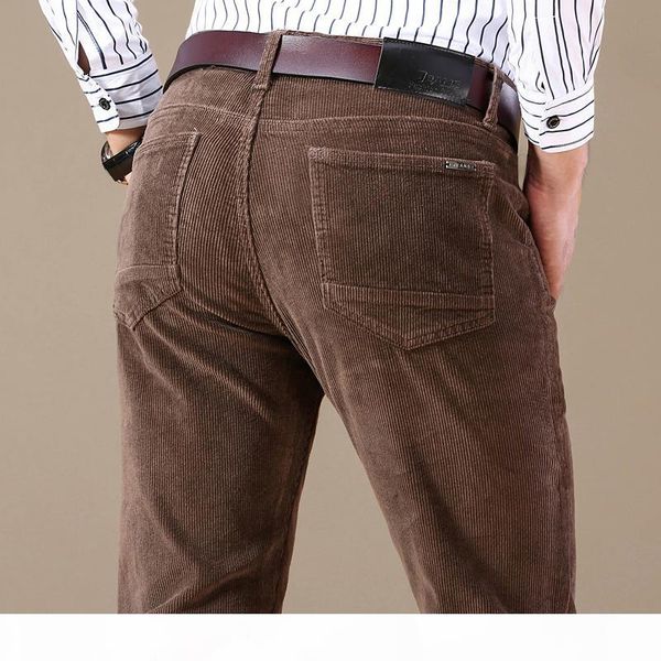 

icpans men's corduroy casual pants business fashion solid color elastic regular fit trousers male black khaki coffee navy 2020