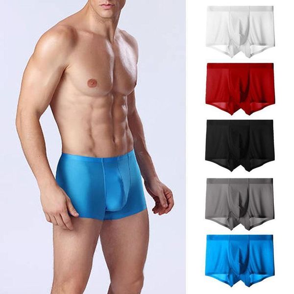 

1 pcs summer men ice silk waistband break a piece of underwear four corners shorts big mate l-5xl, Black;white