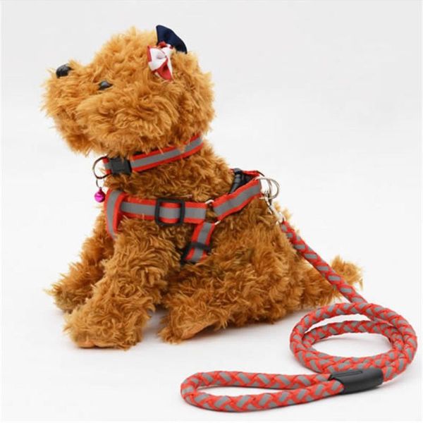 

dog collars & leashes pet puppy leash chain braided reflective harnesses traction night walking running safe lead rope supply
