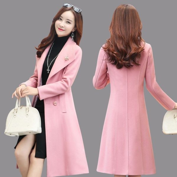 

2021 wear autumn and winter new korean version of thin weight tide woollen women's temperament wool coat ms oyqx, Black