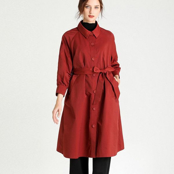 

women's trench coats women coat outwear single breasted with belt plus size 2021 autumn ladies black trenches, Tan;black