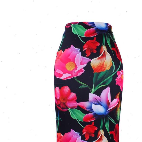 

good quality women pencil skirts s 4xl casual lady midi saias female faldas fashion 3d flower print girls slim bottoms wholesale, Black