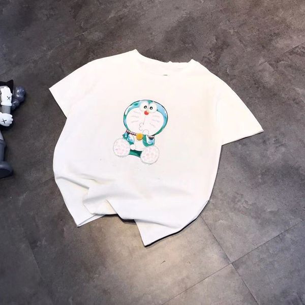 

high version 21 summer women's doraemon diamond reflective sequin short sleeve jingle loose casual age reducing t-shirt top, White