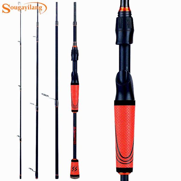 

sougayilang fishing rod 4 sections carbon fiber casting/spinning rod portable strong m/mh power pole salt water/fresh water tool