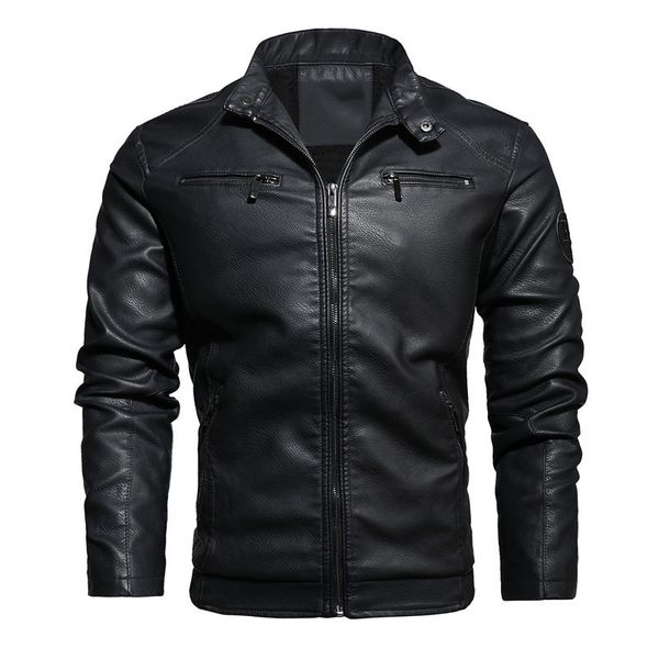 

men's 2021 arrival new spring autumn plutonium leather jackets from casual motorcycle outerwea male jacket 7m29, Black