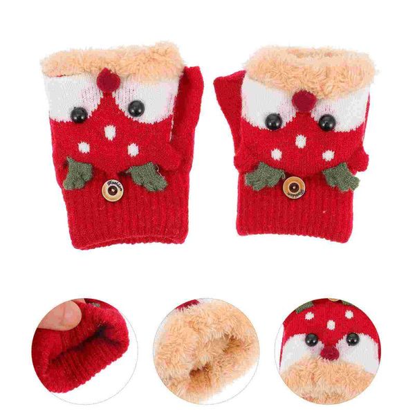 

cycling gloves 1 pair cold-proof winter christmas plush warm for kids, Black