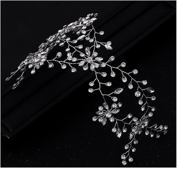 

trendy bride headband silver color rhinestone crystal headband wedding tiara hair band female headdress wedding hair acc qylnpu