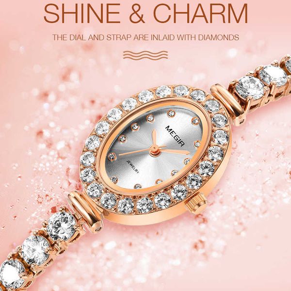 

megir diamond women watches luxury brand elegant small dial ladies wrist watches female clock montre femme 210527, Slivery;brown