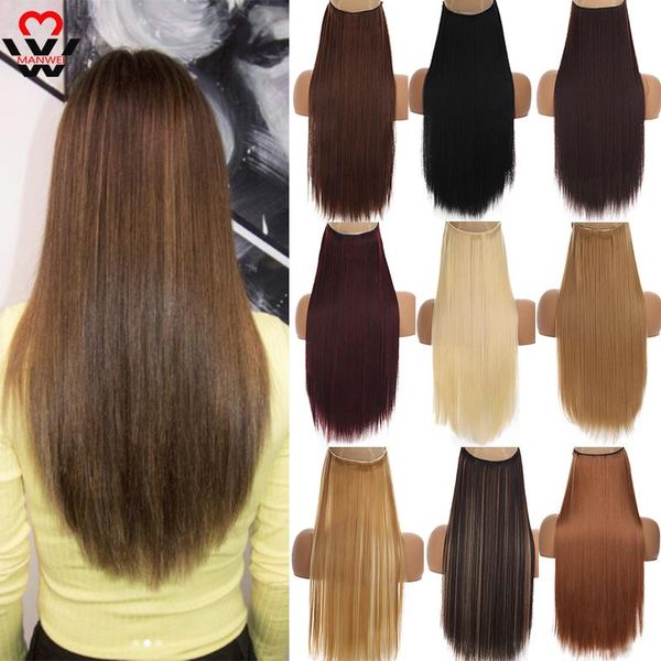 

synthetic wigs 24inches 5 clips hair women in long straight hairpiece high temperature fibert golden brown black