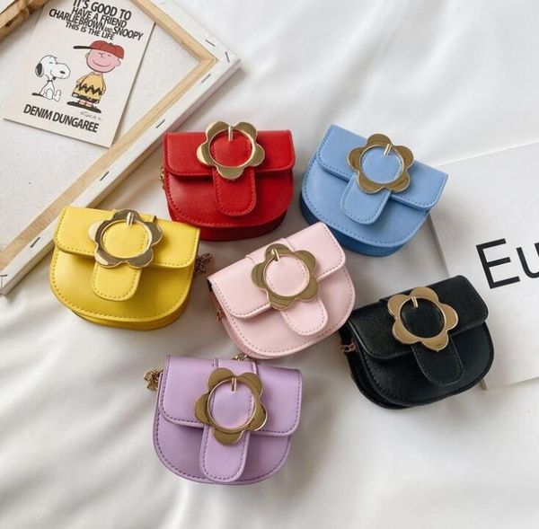 

kids purses children pu plain min floral hasp cross body bag mix colors one-shoulder bag for gift, White