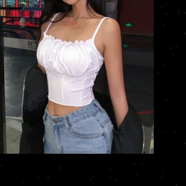 

2021 summer women ruffles tank fashion ladies sleeveless strapless ruched slim crop camisole female clothing tanks, White
