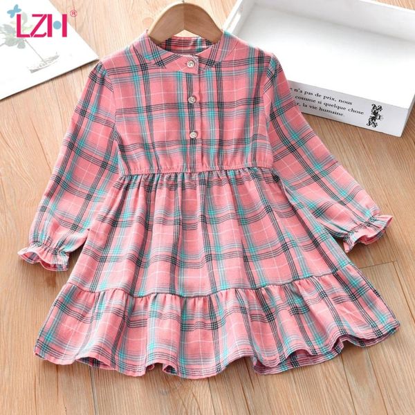 

lzh new teens girls casual princess dress for girls long sleeve plaid shirt dress kids dresses for girls autumn children clothes 210225, Red;yellow