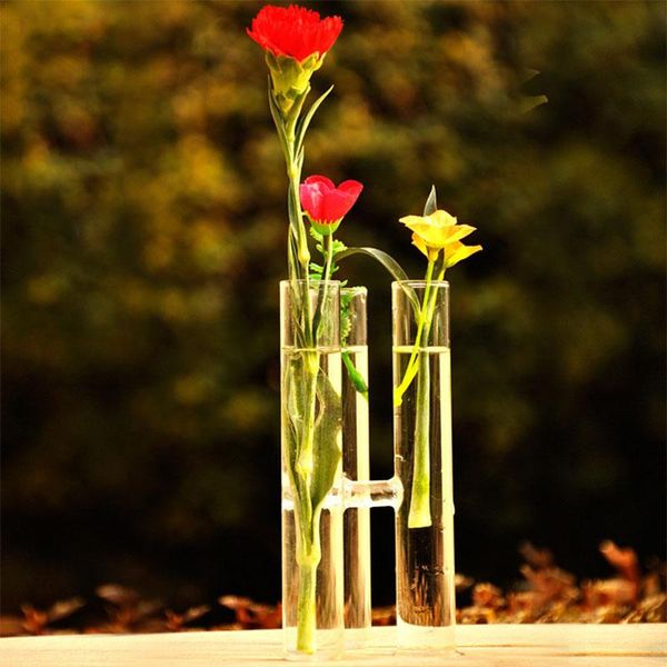 

vases transparent glass test tube conjoined hydroponic vase
