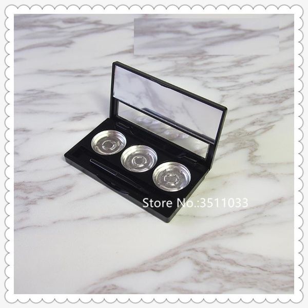 

storage bottles & jars 20pcs black square empty eyeshadow powder compact diy plastic 3 grids blusher case with skylight lid cosmetic lipstic