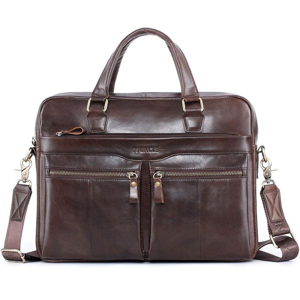 

briefcases men's leather briefcase layer cowhide shoulder bag messenger