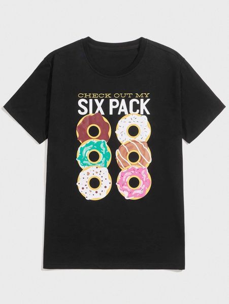 

romwe guys slogan donut graphic tee i4lb#, White;black