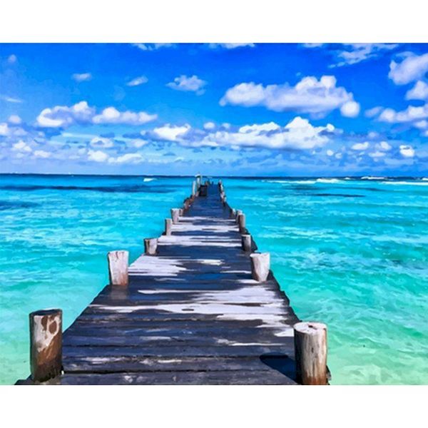 

paintings beautiful scenery diy digital painting by number blue sky and white clouds modern wall art canvas acrylic decor 50x65cm