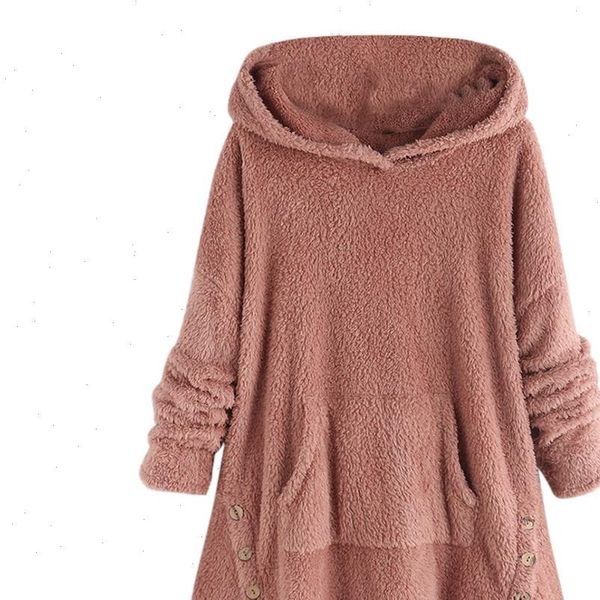 

women fleece oversized hoodie sweatshirt asymmetrical button hem plus size hoodie sweatshirt women pullovers jumpers 38, Black