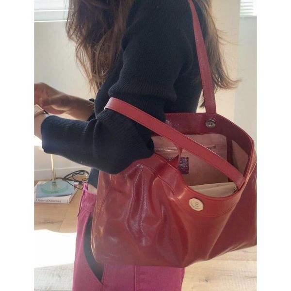 

evening bags korea original woman luxury designer handbags big leather tote shopper large red shoulder bag for women arrival 2021