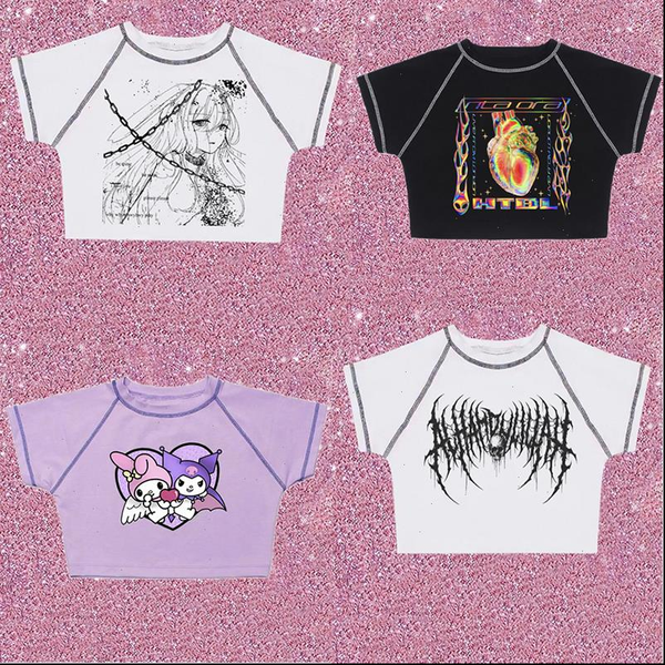 

harajuku shirt hip hop t shirt aesthetic t shirt y2k t vintage street gothic dark short, White