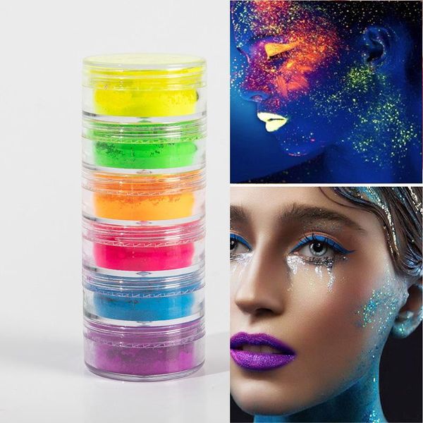 

party decoration christmas 6 colors luminous eyeshadow fluorescent palette glow in dark halloween festival lipstick