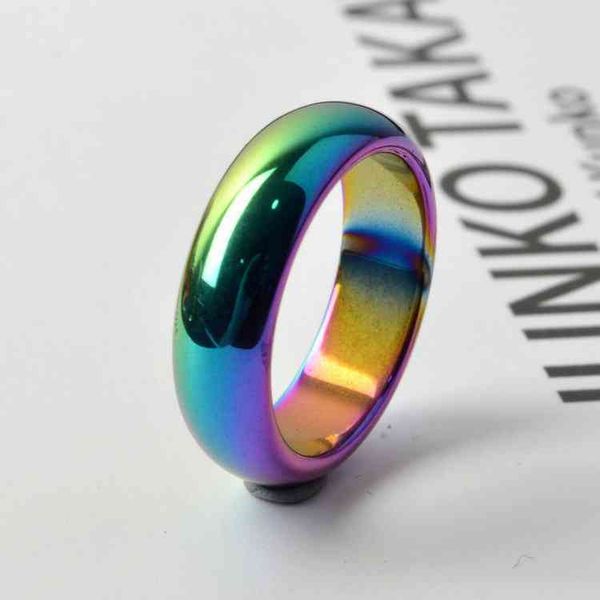 

50pcs rainbow color plated hematite rings #6~#12 ring for man and women fashion party jewelry, Slivery;golden