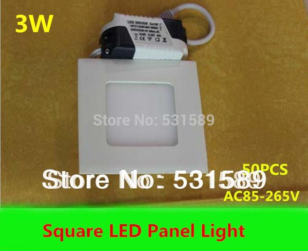 

50pcs 3w super bright square led panel light cool white/warm white ac85-265v for home garden party living bed room