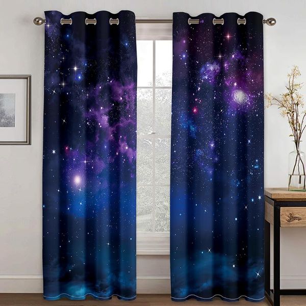 

curtain & drapes living room shading 90% decorative curtain, dark night starry sky pattern, home textile decoration, bedroom perforated curt