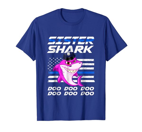 

police sister shark doo doo doo t-shirt, White;black