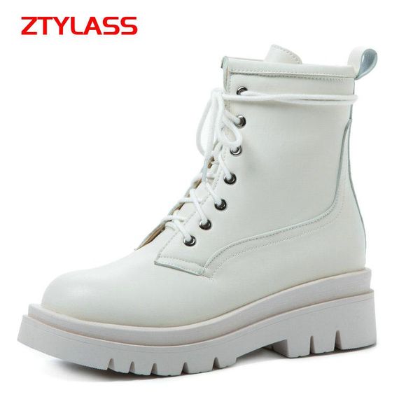 

boots black beige autumn women platform thick heel ankle round toe lace up fashion winter ladies shoes