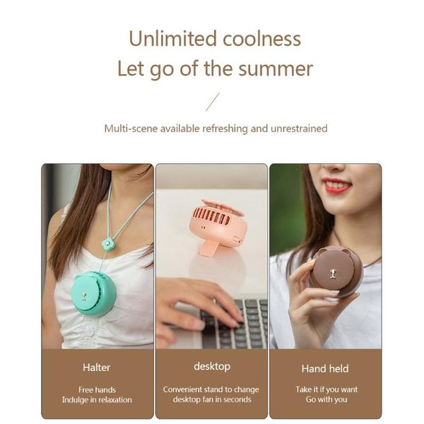 

fans & coolings 3 gears 5v 3w portable neck fan hand bladeless hanging small desk 1200mah personal for outdoor/office
