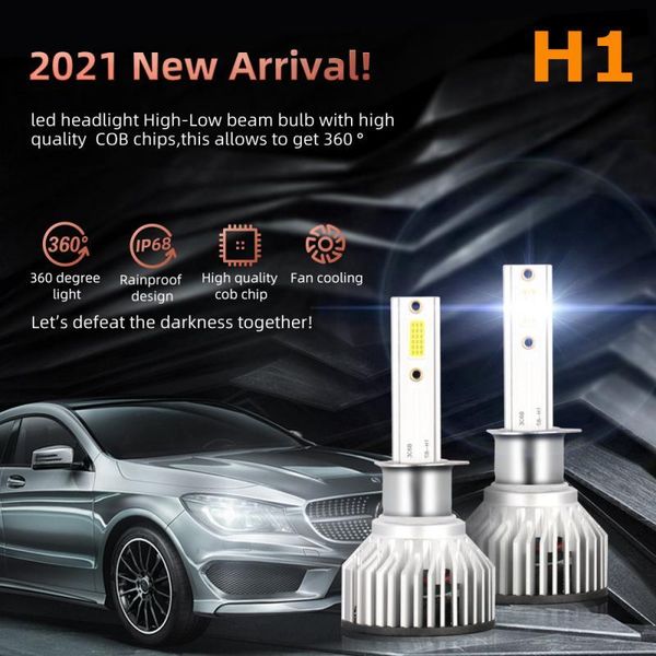 

car headlights 2pcs h1 led bulbs 9-36v 40w 4000lm 3000k 6000k 8000k headlamp ip68 waterproof 200m light range bulb