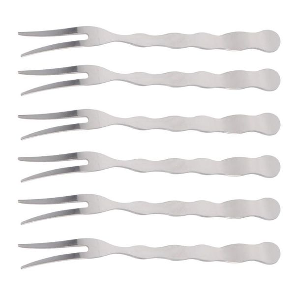 

10 pcs stainless steel fruit forks two prong toothpicks sturdy mooncake forks
