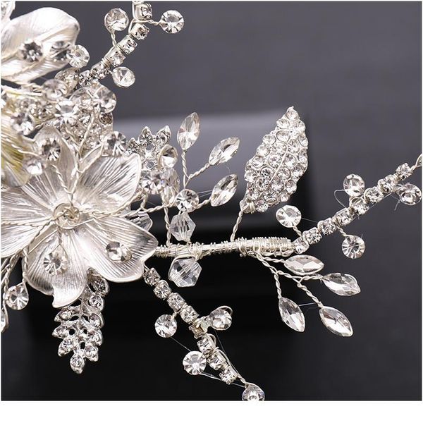 

wedding hair comb silver color crystal tiara handmade bride headdress flower hair jewelry princess headband bride h jllldy