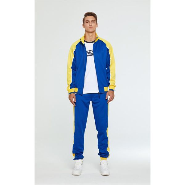 

men's tracksuits men's sets autumn&winter casual zipper cardigan contrast outfit sportswear jacket blouse & long pants trac, Gray