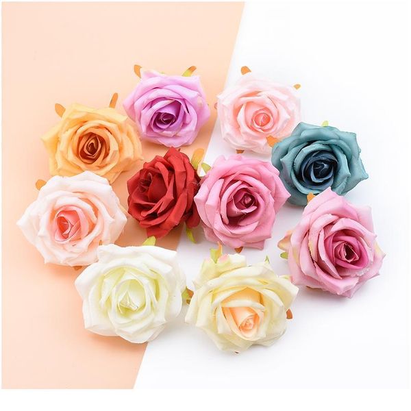 

2pcs silk teddy bear of roses flower wall scrapbook diy christmas wreath wedding home decoration accessories artificial jlldeo