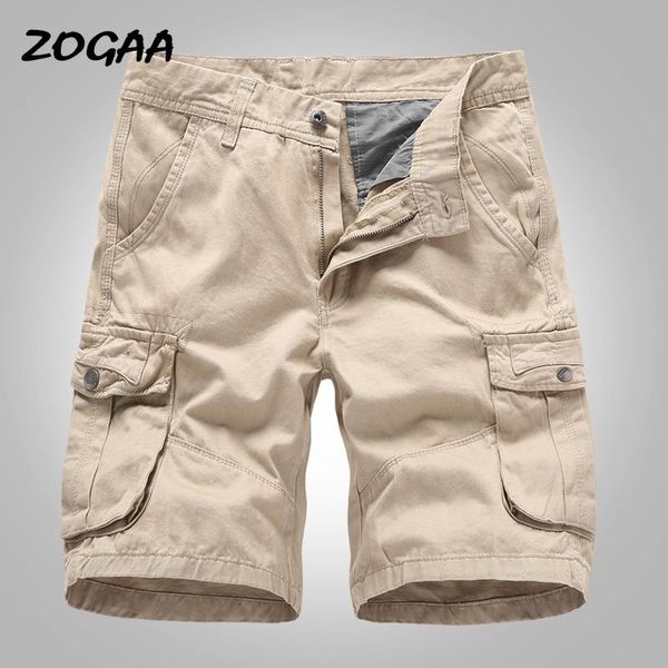 

zogaa cargo shorts men 2021 new mens casual cotton shorts male loose work man short pants, White;black