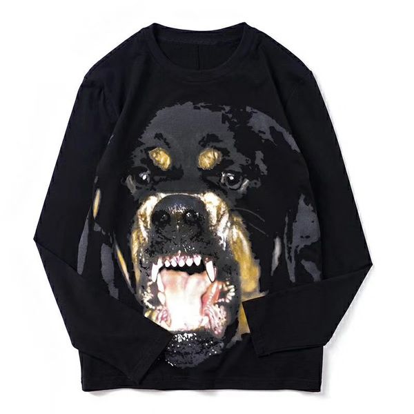

mens t shirt long sleeve men women dog print long sleeve sweatshirt mens streetwear hip hop size s-2xl, White;black
