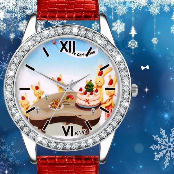 

wristwatches christmas leather band analog quartz wrist women watches gift 09.22, Slivery;brown