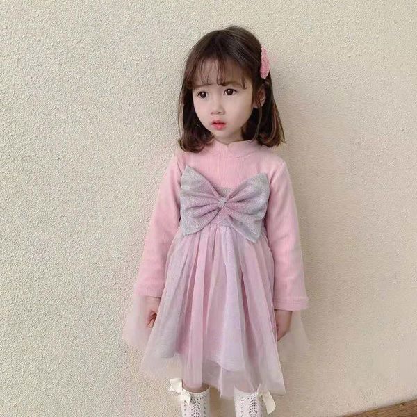 

girl's dresses spring and autumn children clothing sweet bow starry sky girl dress fall kids fashion princess, Red;yellow