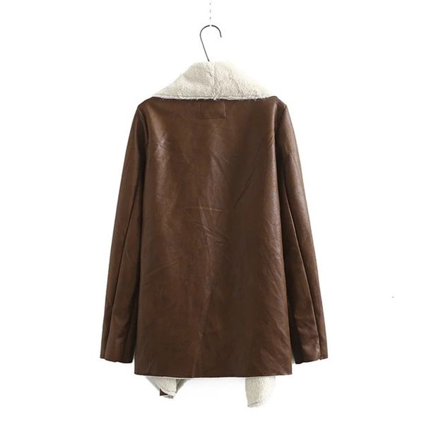 

women jacket faux suede leather winter fleece coat warm thick outwear female solid women clothing thermal casual jacket ll221 8l7j, Black