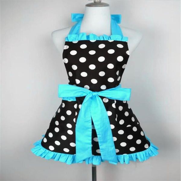 

aprons retro cooking for women apron kitchen barista cute bowknot with pockets adjustable cotton polka dot delicate hemline