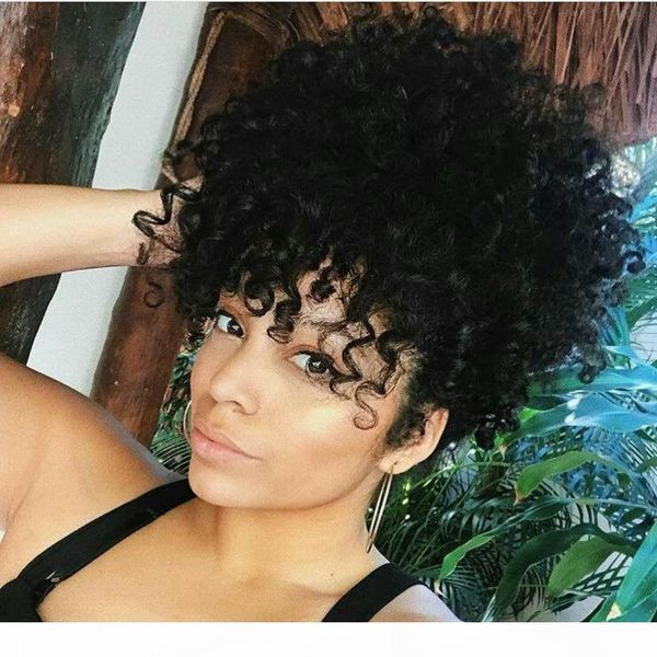 

new hair puff afro ponytail hairpieces for black women clip in remy afro kinky curly drawstring ponytails hair piece 140g