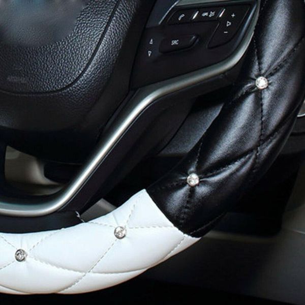 

steering wheel covers universal cover black&white 38cm/15inch decoration accessory