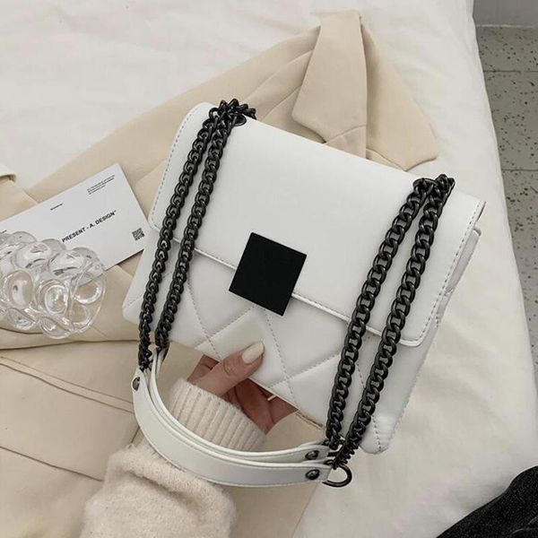 

cross body lattice square crossbody bag 2021 fashion pu leather women's designer handbag chain shoulder balck bags