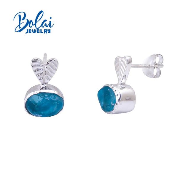 

dangle & chandelier 925 sterling silver handmade small fresh style earrings, natural apatite rough gemstone suitable for daily wear of fine