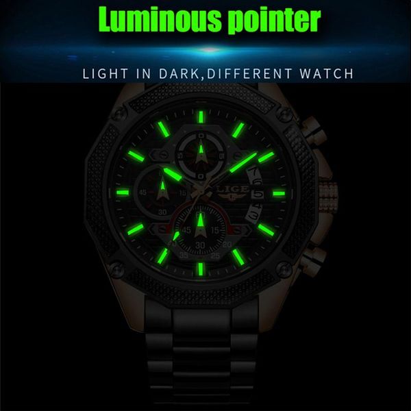 

wristwatches relogio masculino 2021 lige fashion brand mens watches full steel business quartz clock military sport waterproof watch for men, Slivery;brown