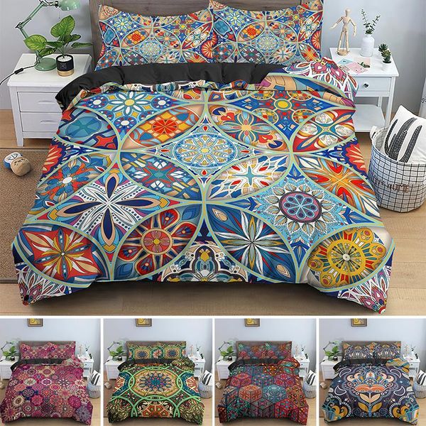 

bedding sets vintage bohemian single king  size boho mandala quilt comforter duvet cover with pillowcase bedclothes