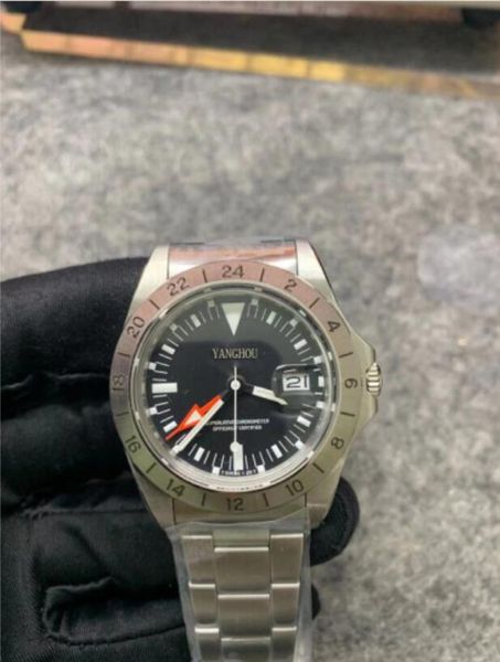 

luxury vintage version bp factory antique 2813 movement gmt 1675 vintage men watch automatic movement white dial men watch classic, Slivery;brown